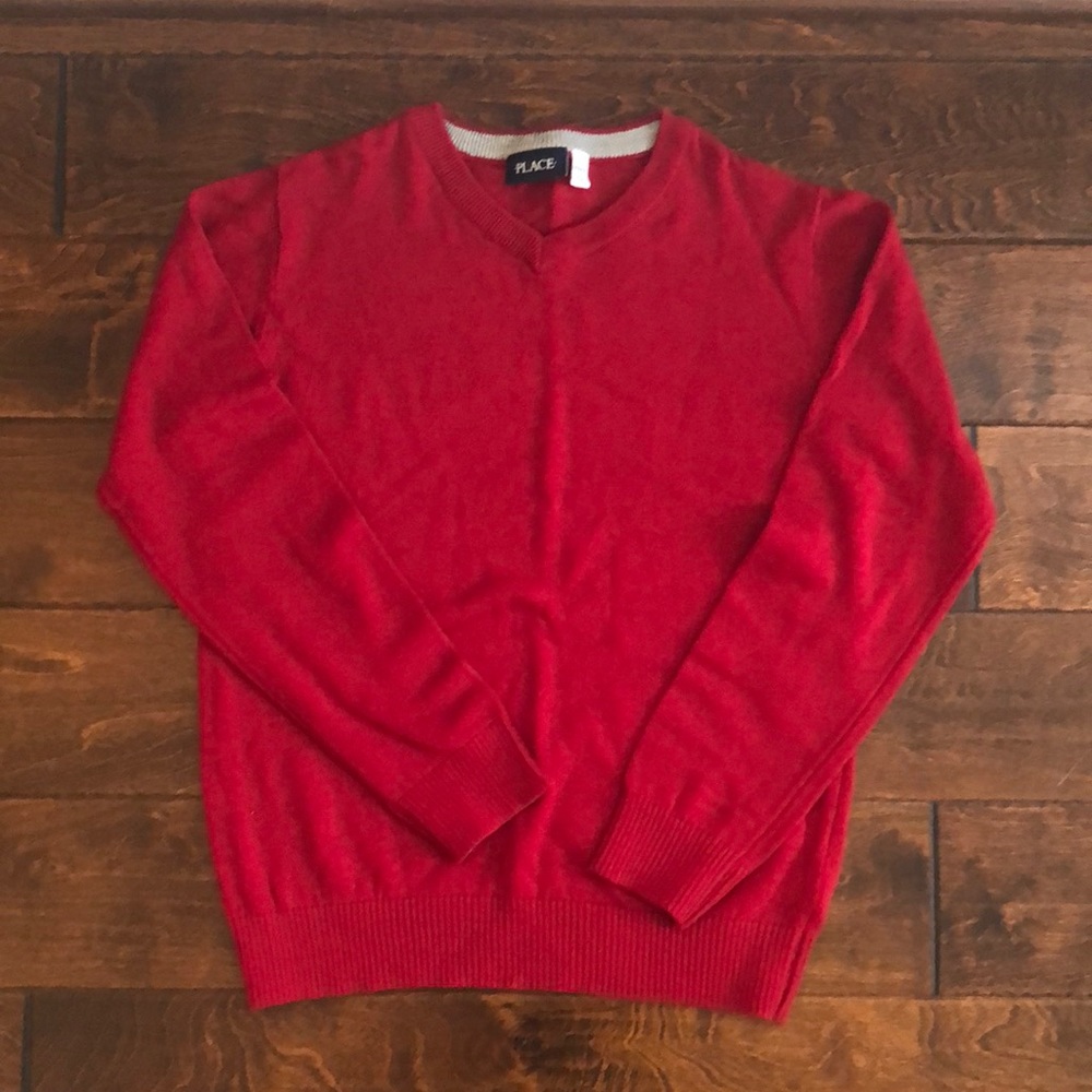 NWOT Children’s Place red v-neck sweater size L